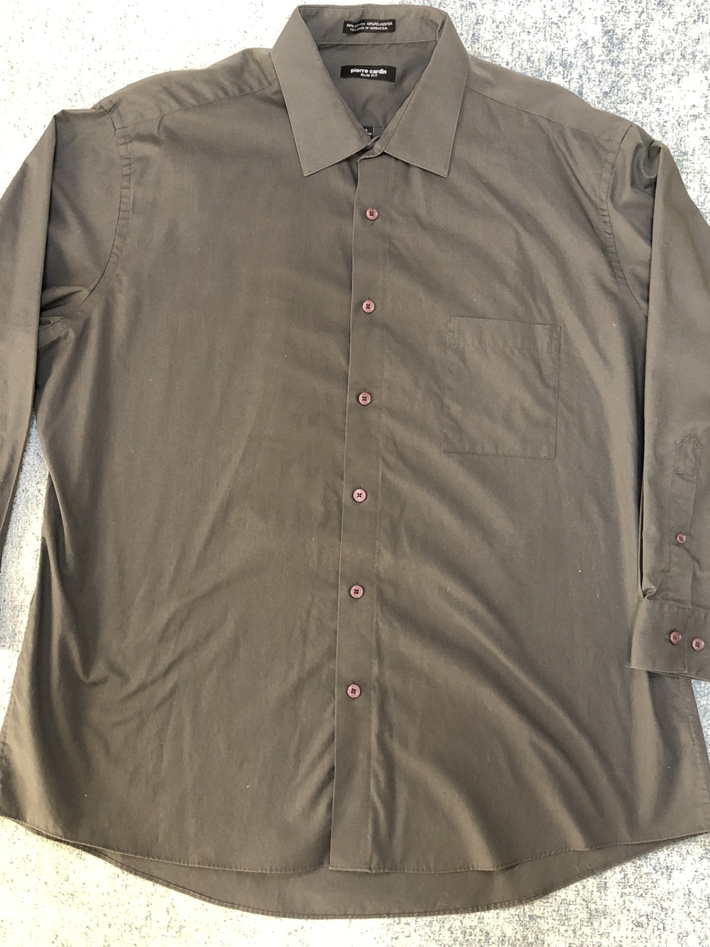 Pierre Cardin Men's Brown Long-Sleeve Button-Down Shirt